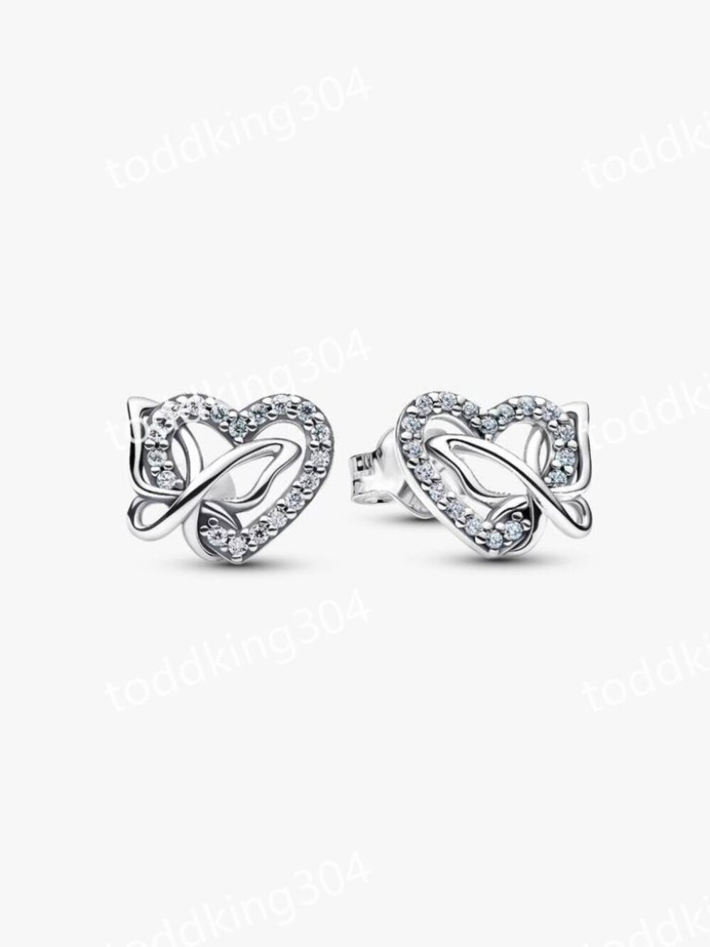 Entwined Heart & Butterfly Stud Earrings